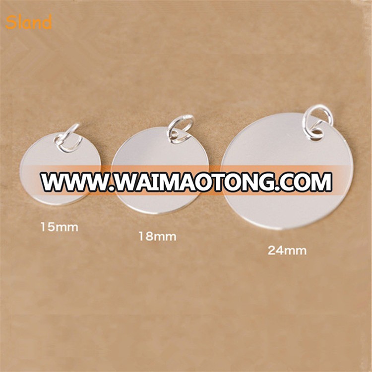 Paypal accepted 15mm/18mm/24mm stamped sterling silver pendant disc custom sterling silver jewelry tags